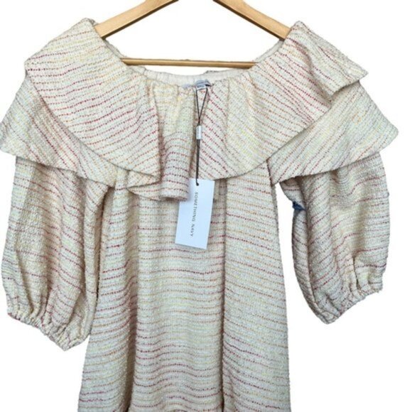 NWT Something Navy Ruffle Tiered Long Sleeve Ruffle Mini Dress Women Size M - Picture 6 of 9